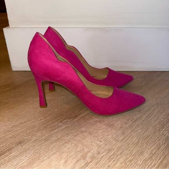 Chinese Laundry Los Angeles Hot Pink Scalopped Pumps Size 9 Barbie Office - Picture 1 of 9